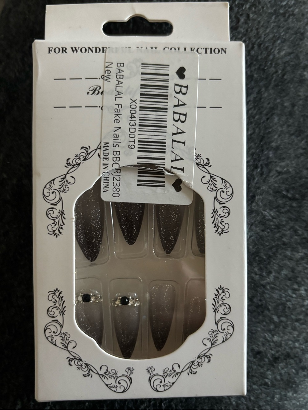 Dark Glitter Stiletto Press on Nails